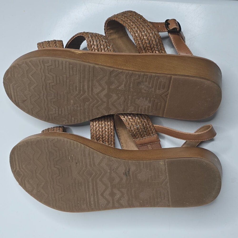 Lucky Brand Honnia Womens 11 M Sandals Brown Braided Strappy Slingback Shoes - Picture 9 of 9
